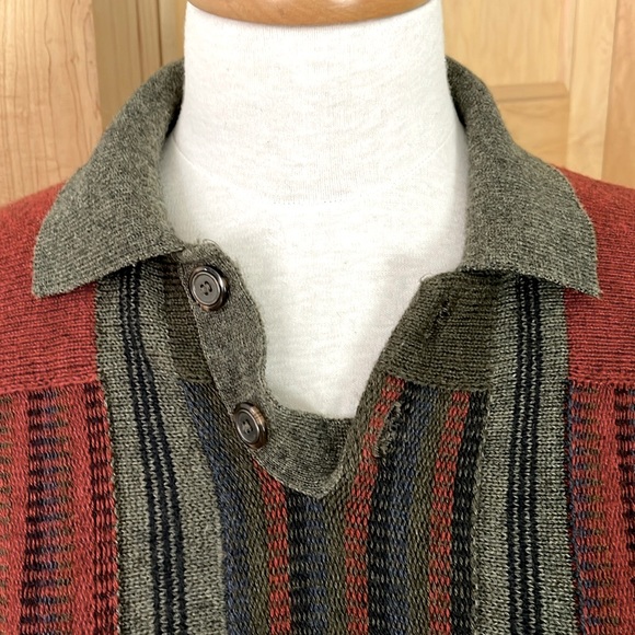 🇨🇦 Vintage Orvieto Wool Blend Long Sleeve Green Orange Sweater, Size L - Picture 5 of 15